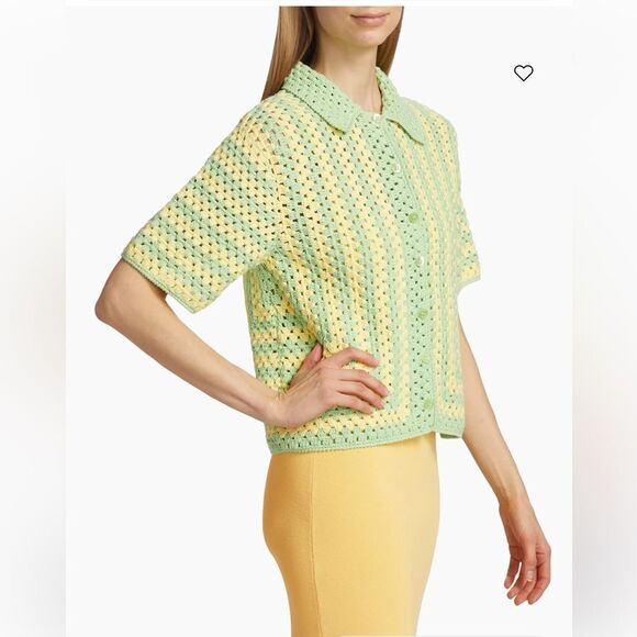 $325 STAUD Mabel Crochet Collared Shirt NWT  Small - Picture 4 of 11